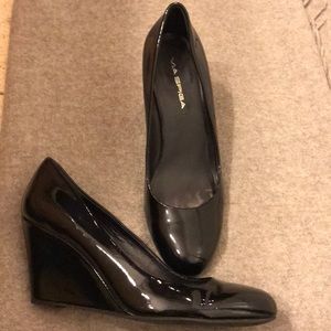 Via Spiga Patent Leather Wedges